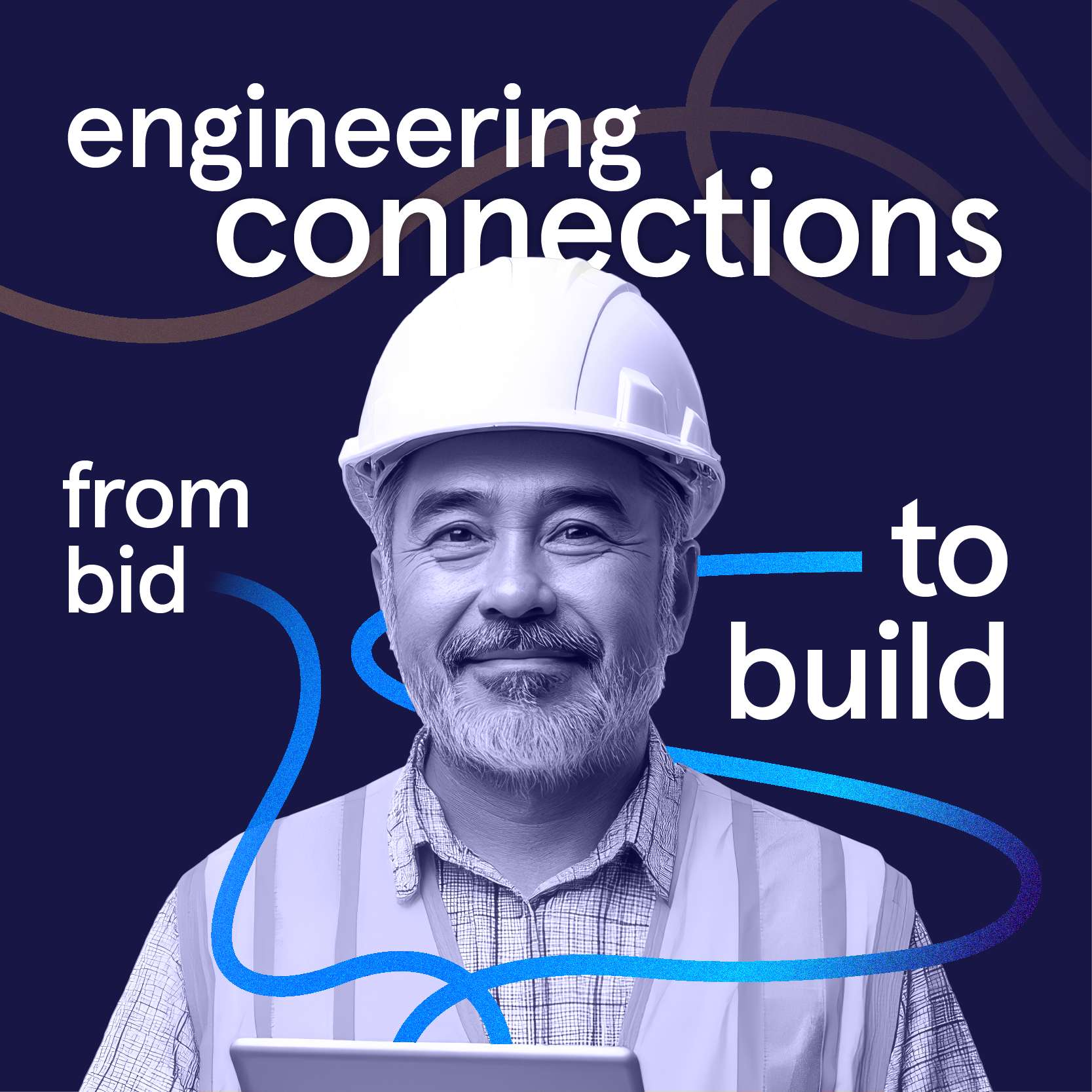 BidtoBuildGraphic Man with beard surrounded by the text "engineering connections from bid to build"