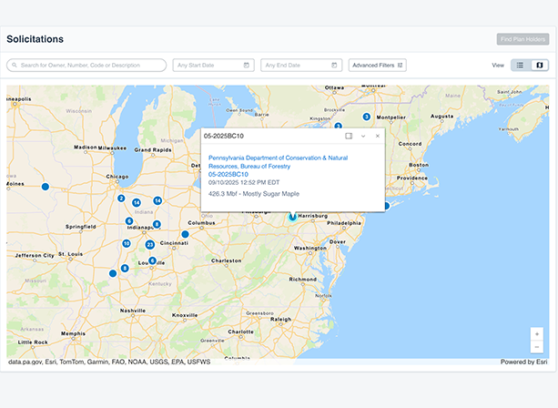 Esri Map in Bid Express