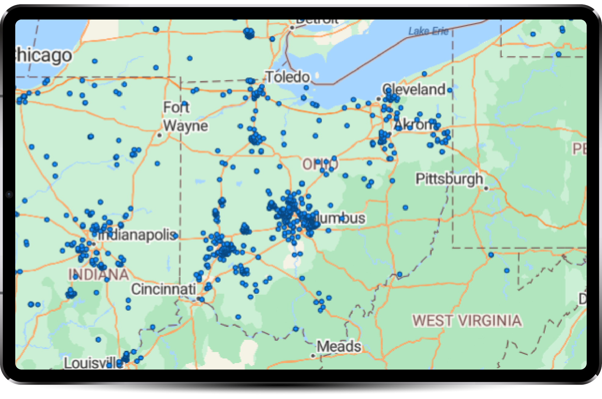 dashboard showing all projects in Ohio