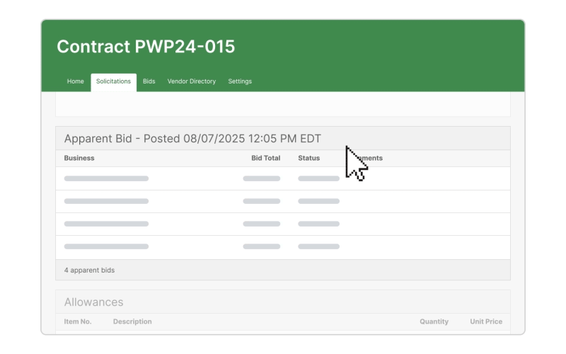gif showing how apparent bids show up in Bid Express