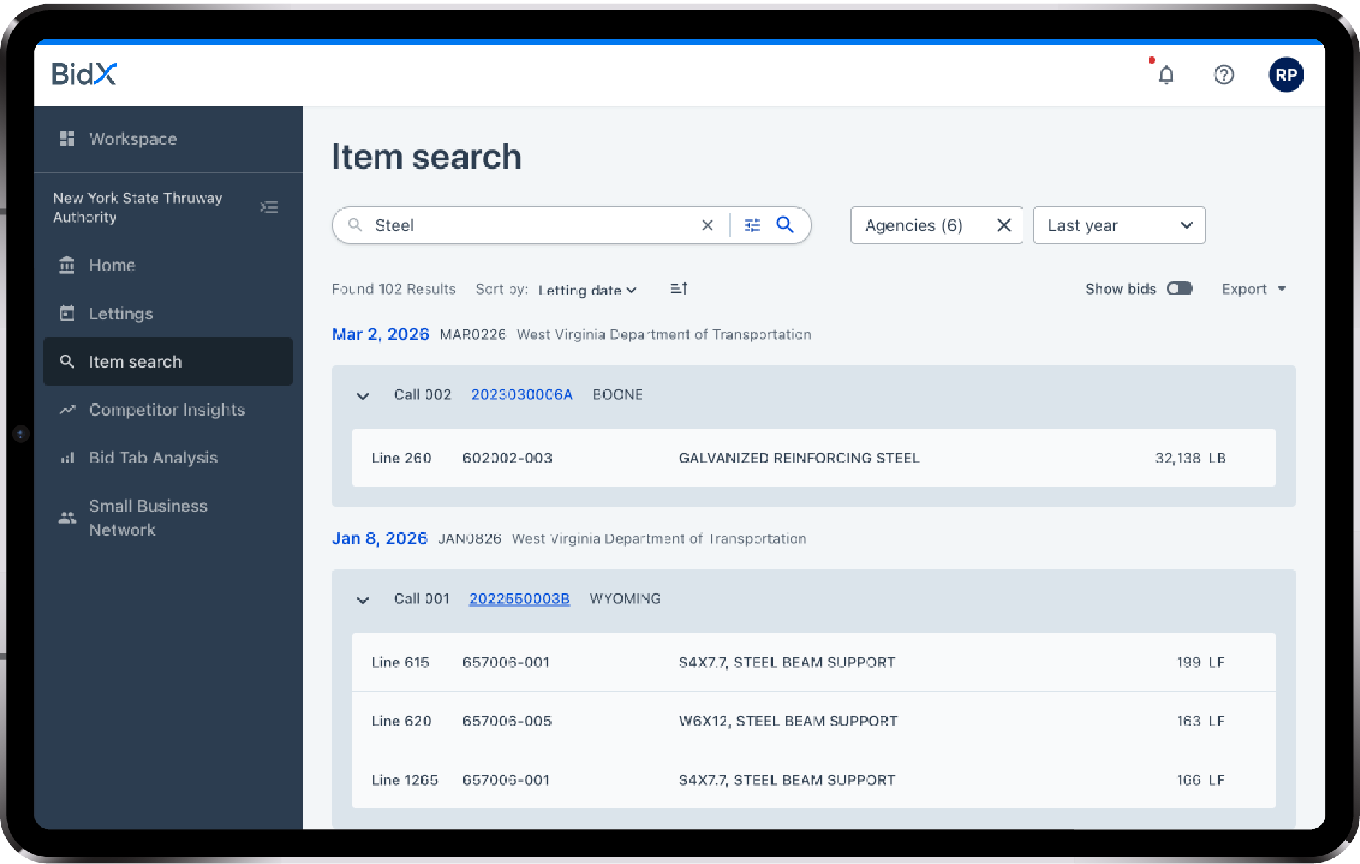 BidX - Universal Item Search screenshot on tablet